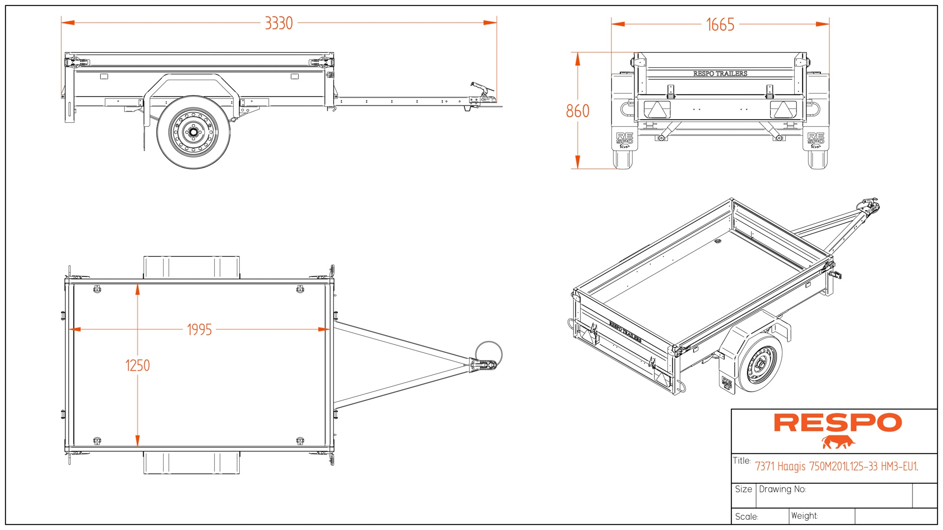 RESPO 750M201L125 Туристическо ремарке