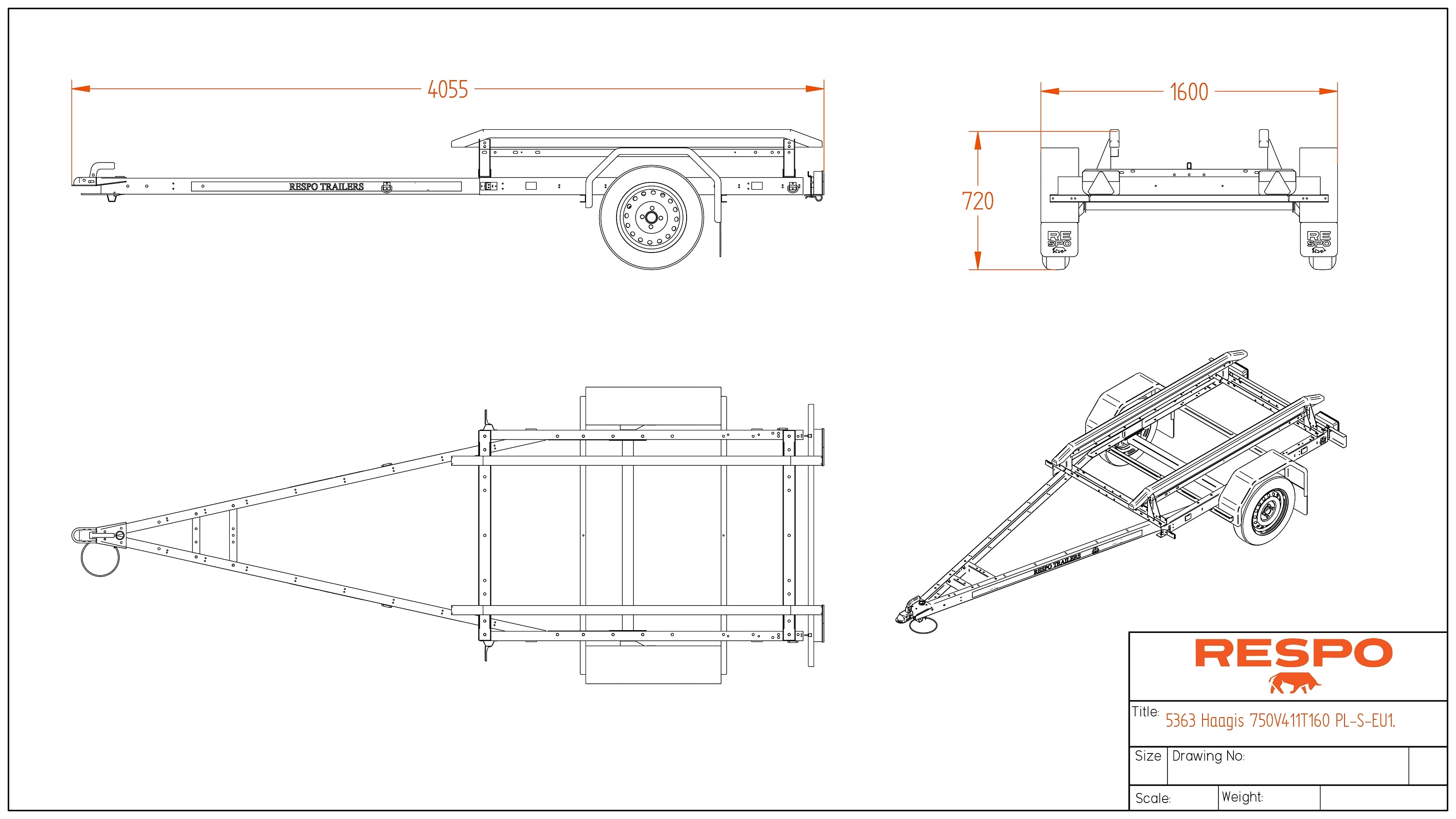 RESPO 750V411T160 Колесар за лодка или джет
