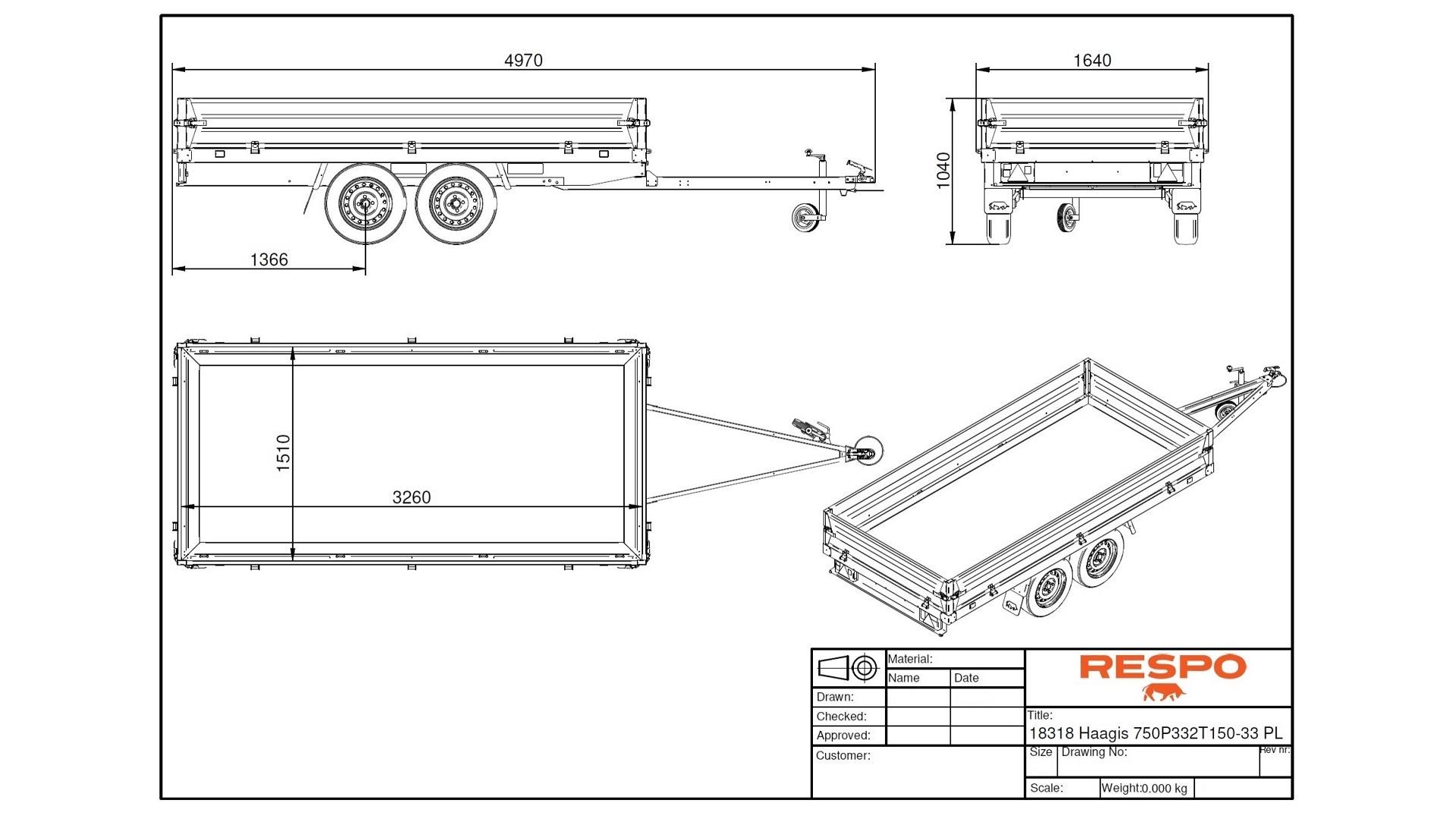 RESPO 750P332T150 Туристическо ремарке 